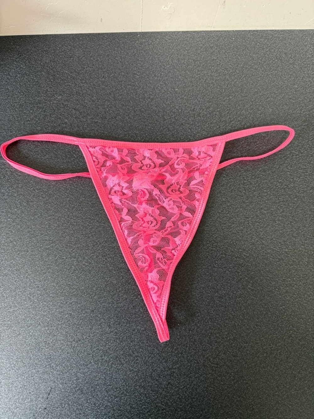 Lace Sheer String Thong - Pink